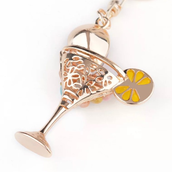 Martini Glass Rhinestone Bag Charm & Key Chain - Picture 3 of 7